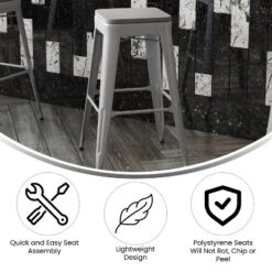 Flash Furniture Cierra Set Of 4 Commercial Grade 30" High Backless Metal Indoor Bar Height Stools With All-Weather Poly Resin Seats -Flash Furniture Sales Store GUEST da5c4251 be3a 4875 98c5 f70b77825296