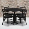 Flash Furniture 36'' Square Black Laminate Table Set With X-Base And 4 Ladder Back Metal Chairs - Black Vinyl Seat