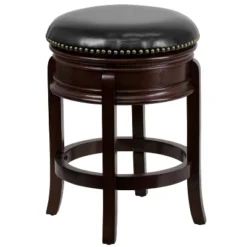 Flash Furniture 24'' High Backless Wood Counter Height Stool With Carved Apron And LeatherSoftSoft Swivel Seat -Flash Furniture Sales Store GUEST dc70622a 3334 42c5 9e82 219be8cfd844