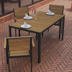 Flash Furniture Finch Commercial Grade Outdoor Dining Table 55" X 31" With Faux Teak Poly Slats And Metal Frame 14 Flash Furniture Finch Commercial Grade Outdoor Dining Table 55" X 31" With Faux Teak Poly Slats And Metal Frame -Flash Furniture Sales Store GUEST dd533b50 0adb 4af0 b15e d0d89e068e2f