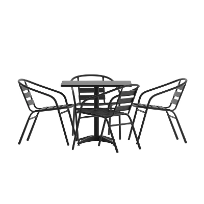 Flash Furniture Lila 31.5'' Square Aluminum Indoor-Outdoor Table Set With 4 Slat Back Chairs 13 Flash Furniture Lila 31.5'' Square Aluminum Indoor-Outdoor Table Set With 4 Slat Back Chairs - Image 13