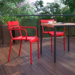 Flash Furniture Nash Commercial Grade Steel Indoor-Outdoor Stackable Chair With 2 Slats And Arms, Set Of 4 -Flash Furniture Sales Store GUEST e199025f df40 48c6 9794 8791eeaa0daa