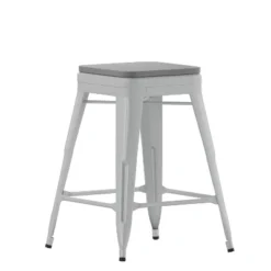 Flash Furniture Cierra Set Of 4 Commercial Grade 24" High Backless Metal Indoor Counter Height Stools With All-Weather Poly Resin Seats -Flash Furniture Sales Store GUEST e1d6aff7 6221 46db bf03 60743bb78584