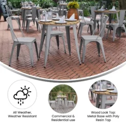 Flash Furniture Declan Commercial Grade Indoor/Outdoor Dining Table, 30" Round All Weather Poly Resin Top With Steel Base -Flash Furniture Sales Store GUEST e29d4e7c a7d8 4d32 86bf 3c8b1b0e83ca