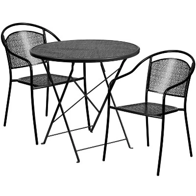 Flash Furniture Oia Commercial Grade 30" Round Indoor-Outdoor Steel Folding Patio Table Set With 2 Round Back Chairs 7 Flash Furniture Oia Commercial Grade 30" Round Indoor-Outdoor Steel Folding Patio Table Set With 2 Round Back Chairs - Image 7