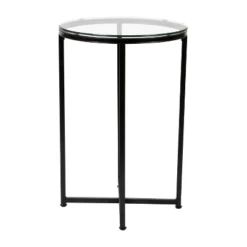 Flash Furniture Greenwich Collection End Table - Modern Clear Glass Accent Table With Crisscross Matte Black Frame -Flash Furniture Sales Store GUEST e48fe935 8c2a 4aea be06 38df54a4556c