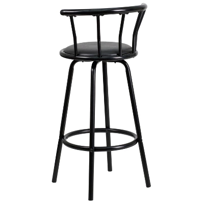 Flash Furniture Crown Back Black Metal Barstool With Black Vinyl Swivel Seat 8 Flash Furniture Crown Back Black Metal Barstool With Black Vinyl Swivel Seat - Image 8