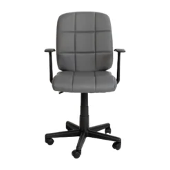 Flash Furniture Mid-Back Gray Quilted Vinyl Swivel Task Office Chair With Arms -Flash Furniture Sales Store GUEST e6816f43 b3ab 4c57 bc88 7b3cb7acd841