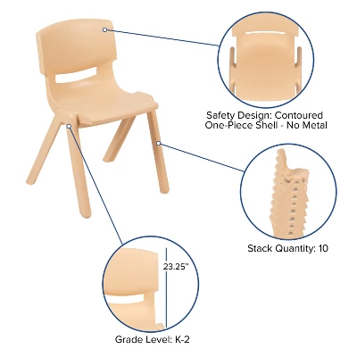 Flash Furniture 2 Pack Plastic Stackable School Chair With 13.25" Seat Height 3 Flash Furniture 2 Pack Plastic Stackable School Chair With 13.25" Seat Height - Image 3