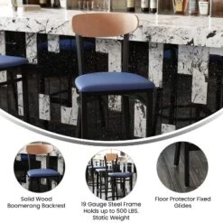 Flash Furniture Wright Commercial Grade Barstool With 500 LB. Capacity Steel Frame, Solid Wood Seat, And Boomerang Back -Flash Furniture Sales Store GUEST e7f64162 5628 4e03 9824 0597c011b613