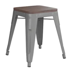 Flash Furniture 18" Backless Table Height Stool With Wooden Seat, Stackable Metal Indoor Dining Stool, Commercial Grade - Set Of 4 -Flash Furniture Sales Store GUEST e808cd73 78a8 4668 927d d4f68970003e