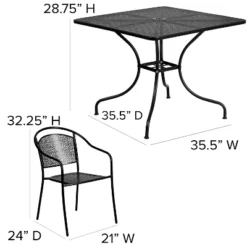 Flash Furniture Oia Commercial Grade 35.5" Square Indoor-Outdoor Steel Patio Table Set With 4 Round Back Chairs -Flash Furniture Sales Store GUEST e9239284 6460 4b37 825e 05c7a891abf6