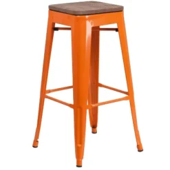 Flash Furniture 30" High Backless Metal Barstool With Square Wood Seat -Flash Furniture Sales Store GUEST e97e2c78 8608 4cd9 97e5 43658838fca2