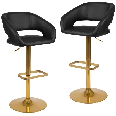Flash Furniture Contemporary Vinyl Adjustable Height Barstool With Rounded Mid-Back, Set Of 2 12 Flash Furniture Contemporary Vinyl Adjustable Height Barstool With Rounded Mid-Back, Set Of 2 - Image 12