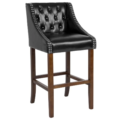 Flash Furniture Carmel Series 30" High Transitional Tufted Walnut Barstool With Accent Nail Trim 10 Flash Furniture Carmel Series 30" High Transitional Tufted Walnut Barstool With Accent Nail Trim - Image 10