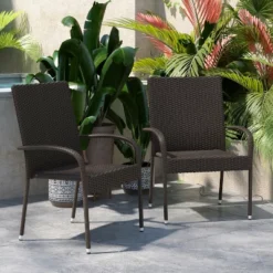 Flash Furniture Maxim Indoor/Outdoor Wicker Dining Chairs With Fade & Weather-Resistant Steel Frames For Patio And Deck -Flash Furniture Sales Store GUEST eb325cf3 57e6 49dd bbf2 a751459bea9d