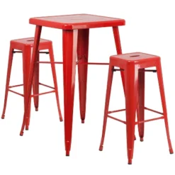 Flash Furniture Commercial Grade 23.75" Square Metal Indoor-Outdoor Bar Table Set With 2 Square Seat Backless Stools -Flash Furniture Sales Store GUEST eb4b352c aa4e 4c4d be27 c38fb98f7db3