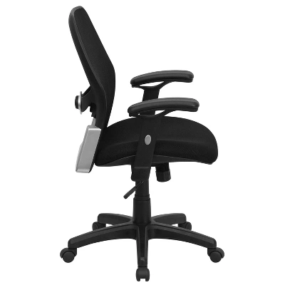 Mid-Back Black Super Mesh Executive Swivel Office Chair With Mesh Padded Seat - Belnick 1 Mid-Back Black Super Mesh Executive Swivel Office Chair With Mesh Padded Seat - Belnick