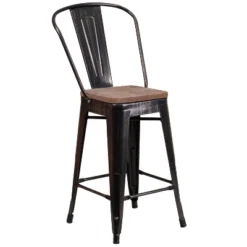 Flash Furniture 24" High Metal Counter Height Stool With Back And Wood Seat -Flash Furniture Sales Store GUEST eea05fcc 651d 436a 97b5 c6164bd84c3e