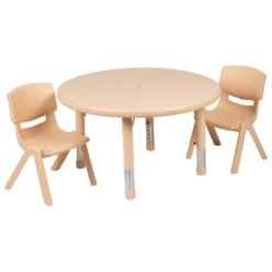Flash Furniture 33" Round Plastic Height Adjustable Activity Table Set With 2 Chairs -Flash Furniture Sales Store GUEST f0585844 7f3c 489b a343 8c77ded8eae9