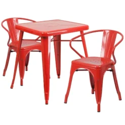 Flash Furniture Commercial Grade 23.75" Square Metal Indoor-Outdoor Table Set With 2 Arm Chairs -Flash Furniture Sales Store GUEST f07ca55b 8779 41f2 b56e 674e2cea0c7a
