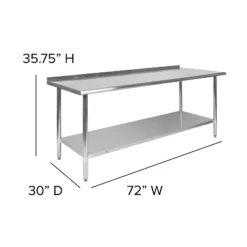Flash Furniture Stainless Steel 18 Gauge Prep And Work Table With 1.5" Backsplash And Undershelf, NSF -Flash Furniture Sales Store GUEST f382c99b 89af 48ab 8dc2 441f35d72df9