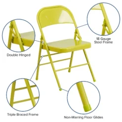 Flash Furniture 4 Pack HERCULES COLORBURST Series Triple Braced & Double Hinged Metal Folding Chair -Flash Furniture Sales Store GUEST f523371a 62d8 48d2 9263 2697d55359b8