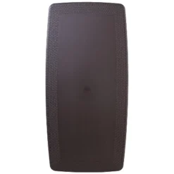 Flash Furniture 5.62-Foot Brown Rattan Indoor-Outdoor Plastic Folding Table With Umbrella Hole