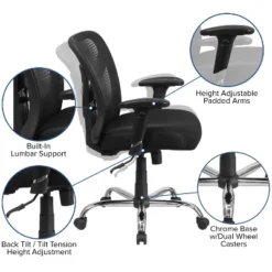 HERCULES Series 400 Lb. Capacity Big & Tall Swivel Task Chair Black Mesh - Flash Furniture -Flash Furniture Sales Store GUEST f7de067e 81ff 4c46 9438 e579495f30b1