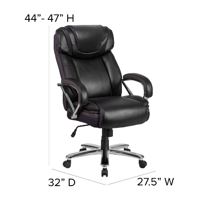 Flash Furniture HERCULES Series Big & Tall 500 Lb. Rated LeatherSoft Executive Swivel Ergonomic Office Chair With Extra Wide Seat 3 Flash Furniture HERCULES Series Big & Tall 500 Lb. Rated LeatherSoft Executive Swivel Ergonomic Office Chair With Extra Wide Seat - Image 3