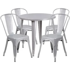 Flash Furniture Commercial Grade 30" Round Metal Indoor-Outdoor Table Set With 4 Cafe Chairs -Flash Furniture Sales Store GUEST fe109ac6 4b5e 4d18 8baf 8ebddefa0680