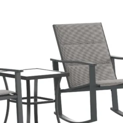 Flash Furniture Brazos 3 Piece Outdoor Rocking Chair Bistro Set With Flex Comfort Material And Metal Framed Glass Top Table -Flash Furniture Sales Store GUEST ff2d15a6 35f4 4e49 a5c3 cba53eeb00c7